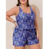 imageSummer Mae Plus Size Swim Romper One Piece Swimsuit Women Blouson Bathing Suit with Pockets 2025 Modest SwimwearColorful Flowers