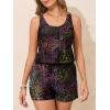 imageSummer Mae Plus Size Swim Romper One Piece Swimsuit Women Blouson Bathing Suit with Pockets 2025 Modest SwimwearGradient Starry Sky