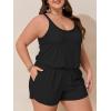 imageSummer Mae Plus Size Swim Romper Women One Piece Swimsuit Blouson Bathing Suit with Pockets 2025 Modest SwimwearBlack
