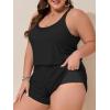 imageSummer Mae Plus Size Swim Romper Women One Piece Swimsuit Blouson Bathing Suit with Pockets 2025 Modest SwimwearBlack