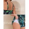imageSummer Mae Plus Size Swim Romper Women One Piece Swimsuit Blouson Bathing Suit with Pockets 2025 Modest SwimwearGreen Leopard