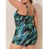imageSummer Mae Plus Size Swim Romper Women One Piece Swimsuit Blouson Bathing Suit with Pockets 2025 Modest SwimwearGreen Leopard