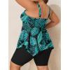 imageSummer Mae Plus Size Swimsuit Tankini for Women Two Piece Bathing Suit Flowy 2025 Rash Guard Swimwear with Capris ShortsBlack Green Feather