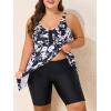 imageSummer Mae Plus Size Swimsuit Tankini for Women Two Piece Bathing Suit Flowy 2025 Rash Guard Swimwear with Capris ShortsBlack White Flowers