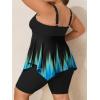 imageSummer Mae Plus Size Swimsuit Tankini for Women Two Piece Bathing Suit Flowy 2025 Rash Guard Swimwear with Capris ShortsBlue Black Gradient