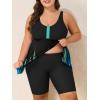 imageSummer Mae Plus Size Swimsuit Tankini for Women Two Piece Bathing Suit Flowy 2025 Rash Guard Swimwear with Capris ShortsBlue Black Gradient