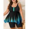 imageSummer Mae Plus Size Swimsuit Tankini for Women Two Piece Bathing Suit Flowy 2025 Rash Guard Swimwear with Capris ShortsBlue Black Gradient