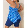 imageSummer Mae Plus Size Swimsuit Tankini for Women Two Piece Bathing Suit Flowy 2025 Rash Guard Swimwear with Capris ShortsBlue Ocean Ripple