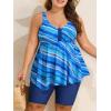 imageSummer Mae Plus Size Swimsuit Tankini for Women Two Piece Bathing Suit Flowy 2025 Rash Guard Swimwear with Capris ShortsBlue Ocean Ripple