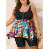 imageSummer Mae Plus Size Swimsuit Tankini for Women Two Piece Bathing Suit Flowy 2025 Rash Guard Swimwear with Capris ShortsFlower Rhyme