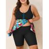 imageSummer Mae Plus Size Swimsuit Tankini for Women Two Piece Bathing Suit Flowy 2025 Rash Guard Swimwear with Capris ShortsFlower Rhyme