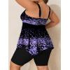 imageSummer Mae Plus Size Swimsuit Tankini for Women Two Piece Bathing Suit Flowy 2025 Rash Guard Swimwear with Capris ShortsGradient Purple Leopard