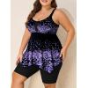 imageSummer Mae Plus Size Swimsuit Tankini for Women Two Piece Bathing Suit Flowy 2025 Rash Guard Swimwear with Capris ShortsGradient Purple Leopard