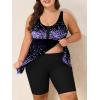 imageSummer Mae Plus Size Swimsuit Tankini for Women Two Piece Bathing Suit Flowy 2025 Rash Guard Swimwear with Capris ShortsGradient Purple Leopard