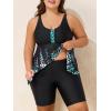 imageSummer Mae Plus Size Swimsuit Tankini for Women Two Piece Bathing Suit Flowy 2025 Rash Guard Swimwear with Capris ShortsGradientl Leopard Print