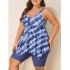 imageSummer Mae Plus Size Swimsuit Tankini for Women Two Piece Bathing Suit Flowy 2025 Rash Guard Swimwear with Capris ShortsTie Dye Print