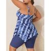 imageSummer Mae Plus Size Swimsuit Tankini for Women Two Piece Bathing Suit Flowy 2025 Rash Guard Swimwear with Capris ShortsTie Dye Print