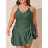 imageSummer Mae Plus Size Swimsuit for Women One Piece Swim Dress Tummy Control Bathing Suit with Flowy Skirt Modest SwimwearArmy Green