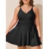 imageSummer Mae Plus Size Swimsuit for Women One Piece Swim Dress Tummy Control Bathing Suit with Flowy Skirt Modest SwimwearBlack