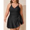 imageSummer Mae Plus Size Swimsuit for Women One Piece Swim Dress Tummy Control Bathing Suit with Flowy Skirt Modest SwimwearBlack