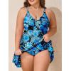 imageSummer Mae Plus Size Swimsuit for Women One Piece Swim Dress Tummy Control Bathing Suit with Flowy Skirt Modest SwimwearBlue Flower Clusters