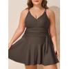 imageSummer Mae Plus Size Swimsuit for Women One Piece Swim Dress Tummy Control Bathing Suit with Flowy Skirt Modest SwimwearCoffee