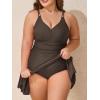 imageSummer Mae Plus Size Swimsuit for Women One Piece Swim Dress Tummy Control Bathing Suit with Flowy Skirt Modest SwimwearCoffee