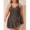 imageSummer Mae Plus Size Swimsuit for Women One Piece Swim Dress Tummy Control Bathing Suit with Flowy Skirt Modest SwimwearCoffee