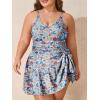 imageSummer Mae Plus Size Swimsuit for Women One Piece Swim Dress Tummy Control Bathing Suit with Flowy Skirt Modest SwimwearFloral Fragments