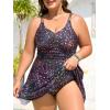 imageSummer Mae Plus Size Swimsuit for Women One Piece Swim Dress Tummy Control Bathing Suit with Flowy Skirt Modest SwimwearGradient Starry Sky