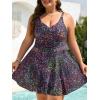 imageSummer Mae Plus Size Swimsuit for Women One Piece Swim Dress Tummy Control Bathing Suit with Flowy Skirt Modest SwimwearGradient Starry Sky