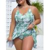 imageSummer Mae Plus Size Swimsuit for Women One Piece Swim Dress Tummy Control Bathing Suit with Flowy Skirt Modest SwimwearGreen Blooming Flowers