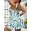 imageSummer Mae Plus Size Swimsuit for Women One Piece Swim Dress Tummy Control Bathing Suit with Flowy Skirt Modest SwimwearGreen Blooming Flowers