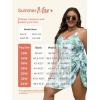 imageSummer Mae Plus Size Swimsuit for Women One Piece Swim Dress Tummy Control Bathing Suit with Flowy Skirt Modest SwimwearGreen Blooming Flowers