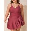 imageSummer Mae Plus Size Swimsuit for Women One Piece Swim Dress Tummy Control Bathing Suit with Flowy Skirt Modest SwimwearPink