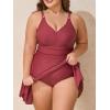 imageSummer Mae Plus Size Swimsuit for Women One Piece Swim Dress Tummy Control Bathing Suit with Flowy Skirt Modest SwimwearPink