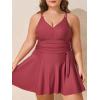 imageSummer Mae Plus Size Swimsuit for Women One Piece Swim Dress Tummy Control Bathing Suit with Flowy Skirt Modest SwimwearPink