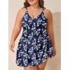 imageSummer Mae Plus Size Swimsuit for Women One Piece Swim Dress Tummy Control Bathing Suit with Flowy Skirt Modest SwimwearPurple Leaf