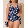 imageSummer Mae Plus Size Swimsuit for Women One Piece Swim Dress Tummy Control Bathing Suit with Flowy Skirt Modest SwimwearPurple Leaf