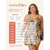 imageSummer Mae Plus Size Swimsuit for Women One Piece Swim Dress Tummy Control Bathing Suit with Flowy Skirt Modest SwimwearYellow Leaves