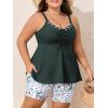 imageSummer Mae Plus Size Swimsuit for Women Tankini Two Piece Bathing Suit with Capris Pockets Short High Waist SwimwearCoconut Tree