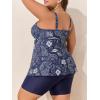imageSummer Mae Plus Size Swimsuit for Women Tankini Two Piece Bathing Suit with Capris Pockets Short High Waist SwimwearDeep Sea Floral