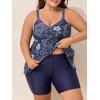 imageSummer Mae Plus Size Swimsuit for Women Tankini Two Piece Bathing Suit with Capris Pockets Short High Waist SwimwearDeep Sea Floral