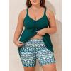 imageSummer Mae Plus Size Swimsuit for Women Tankini Two Piece Bathing Suit with Capris Pockets Short High Waist SwimwearGreen Floral Print