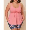 imageSummer Mae Plus Size Swimsuit for Women Tankini Two Piece Bathing Suit with Capris Pockets Short High Waist SwimwearPink Blue Jungle