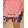 imageSummer Mae Plus Size Swimsuit for Women Tankini Two Piece Bathing Suit with Capris Pockets Short High Waist SwimwearPink Blue Jungle