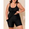 imageSummer Mae Plus Size Swimsuit for Women Tankini Two Piece Bathing Suit with Capris Pockets Short High Waist SwimwearRibbed Black