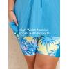 imageSummer Mae Plus Size Swimsuit for Women Tankini Two Piece Bathing Suit with Capris Pockets Short High Waist SwimwearRibbed Coconut Tree