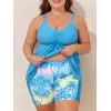 imageSummer Mae Plus Size Swimsuit for Women Tankini Two Piece Bathing Suit with Capris Pockets Short High Waist SwimwearRibbed Coconut Tree