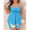 imageSummer Mae Plus Size Swimsuit for Women Tankini Two Piece Bathing Suit with Capris Pockets Short High Waist SwimwearRibbed Coconut Tree